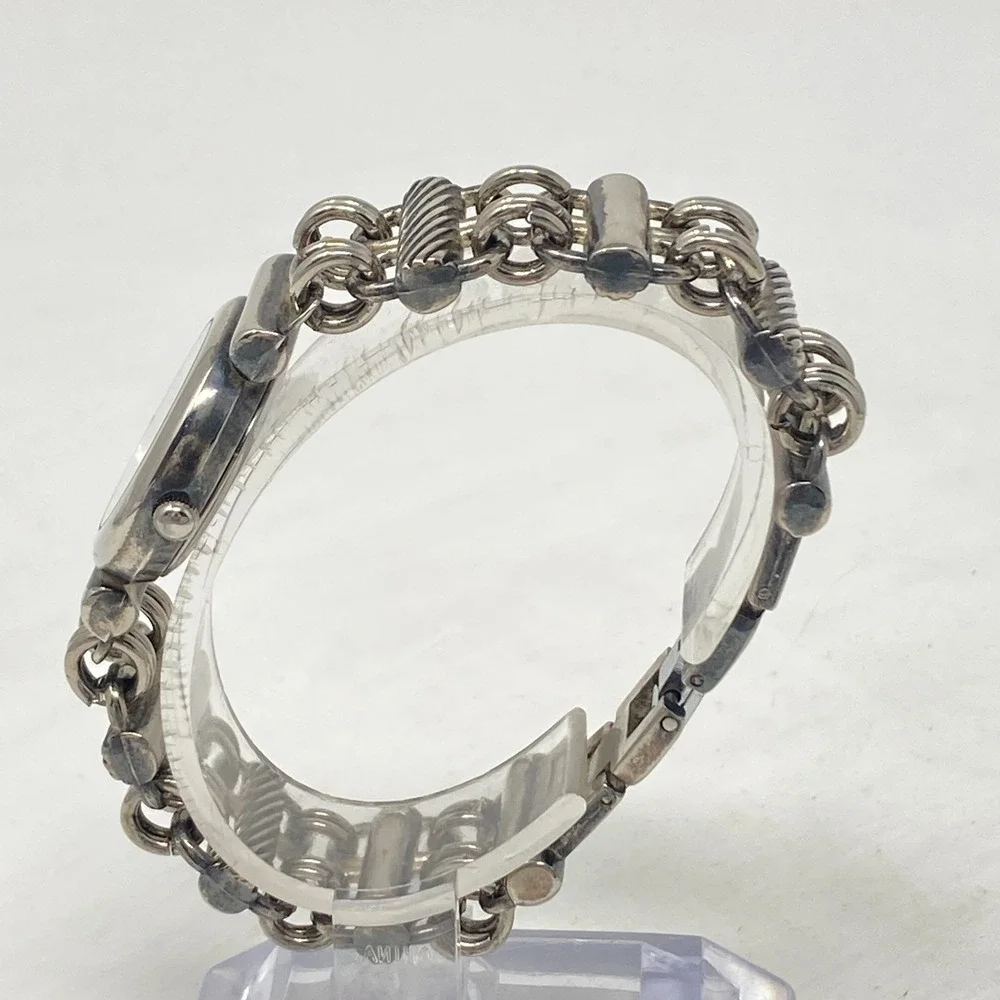 Vtg Shannons Watch Women 25mm Silver Tone Chain Link Band New Battery 6.5